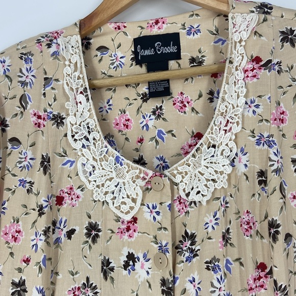 Vintage Jamie Brooke long floral spring summer button front maxi dress - Picture 2 of 13